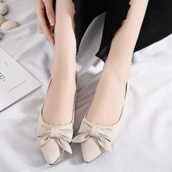S. the Widow Shoes - PRYCE White Leather Pointed Toe Flats